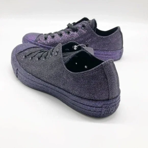 CONVERSE All Star Low Top Purple Glitter Sneakers - Picture 6 of 9